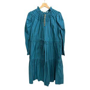 Let‎ Me Be Boho Cottagecore Tiered Midi Dress Blue Size Small Peasant Hippie